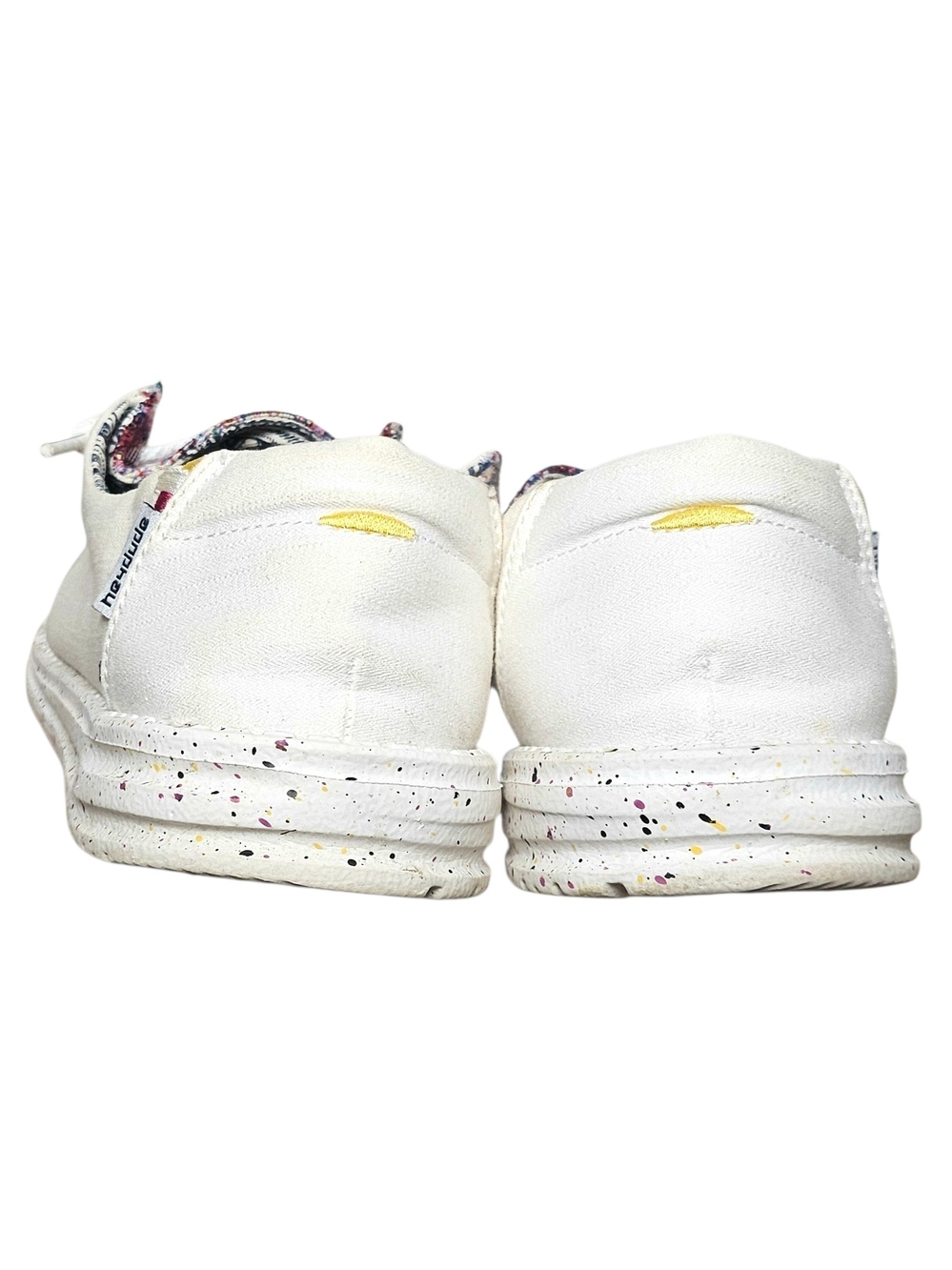 Hey Dude Boho Distressed Azca Sneakers in White with Multi Woven Accents - Picture 6 of 9